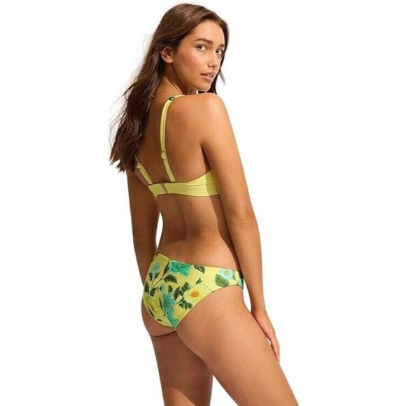 Seafolly Standard Longline Tri Bikini Top Swimsuit Garden Party Limelight 10 NWT - Picture 2 of 4